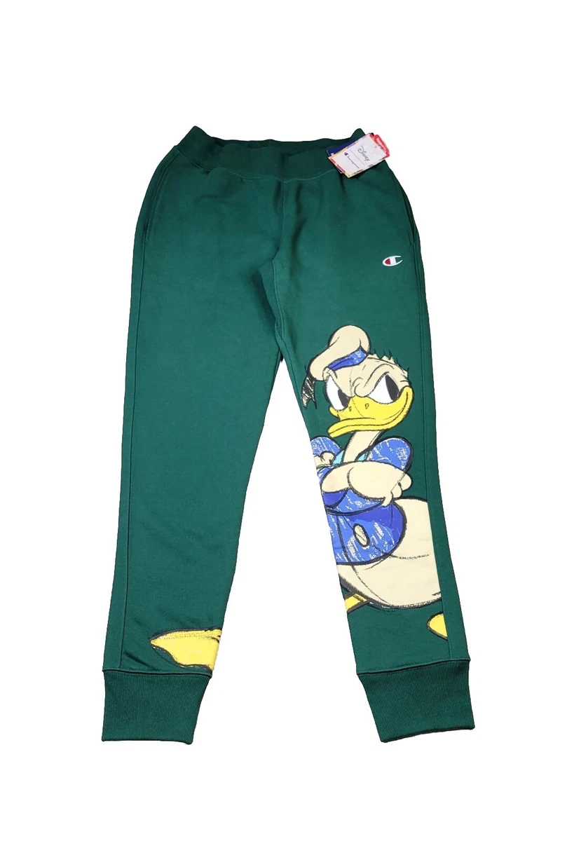 Champion x Disney Donald Duck Jogger Pants Small Mens Green Fleece Reverse  Weave | eBay