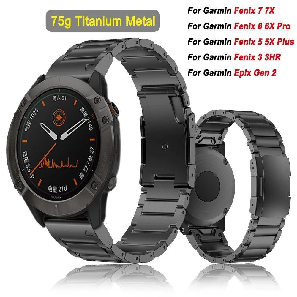 Natura ubehageligt Profit Titanium Metal Wrist Band Strap For Garmin Fenix 7X 7 6 6X Pro 5 5X 3HR  QuickFit | eBay