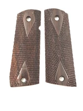 Fancy Brown Checkered Wood Grips 1911 Full Size SEE PHOTOS 11205-P