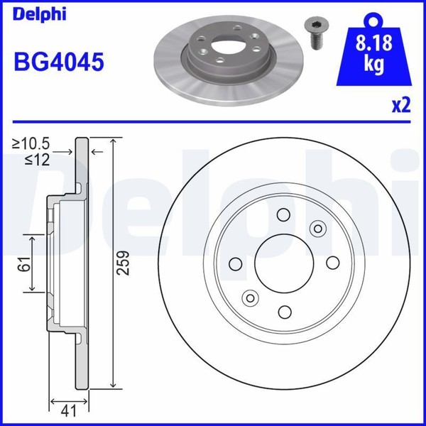 2X Delphi BG4045 Bremsscheibe FüR Dacia Renault Smart-image
