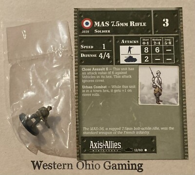 Axis & Allies Miniatures 1939-1945 MAS 7.5mm Rifle #12/60 NEW A&A Minis