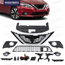 12PCS For Sentra 2016-2019 Front Bumper Grille Radiator Support Cover Fog lights