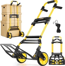 Folding Hand Truck and Dolly with Telescoping Handle & Silent TPR Wheel 270LB