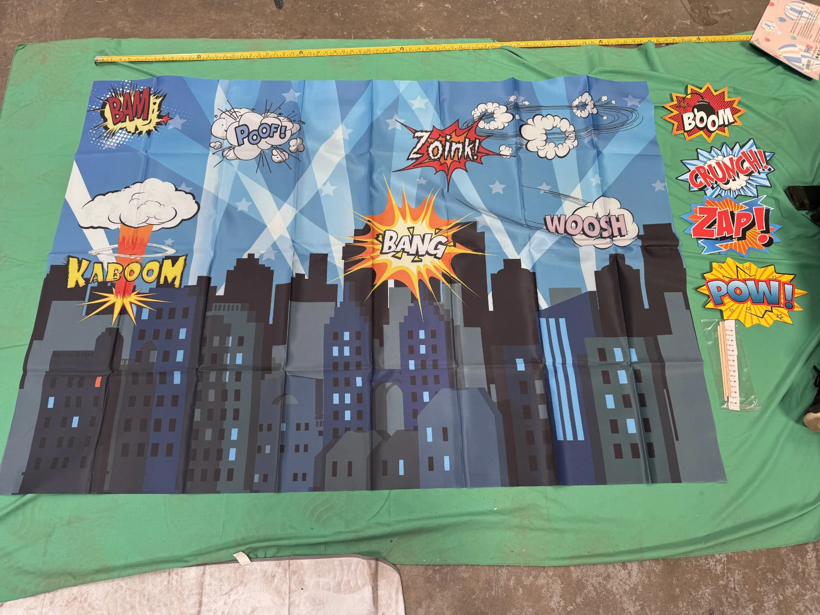 Superhero Comic Book Backdrop 7ft Party Banner Kids Photo Booth Decor image 2
