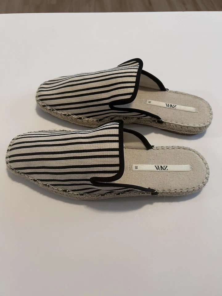 Zara Stripped Fabric Espadrilles Mules Size 38 US - 7.5 NWOT - Image 2 of 4
