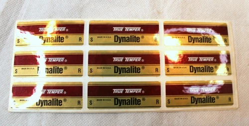 Vintage True Temper Dynalite Gold Red Golf Club Shaft Sticker (set of 9) NOS
