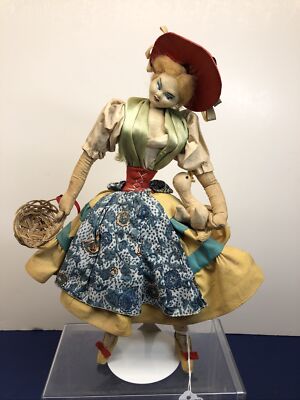 12  Vintage Roldan Cloth Doll Spanish Lady Annoyed At Misbehaving Goose #O2