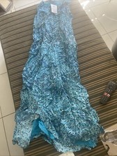 Coline Blue Turquoise Blue Boho Midi Cotton Dress Sz 2XL Freepost F40