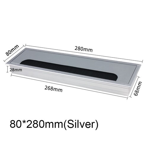 Aleación de aluminio mesa escritorio rectangular cable ojal agujero cubierta puerto de salida con cepillo - Imagen 10 de 13
