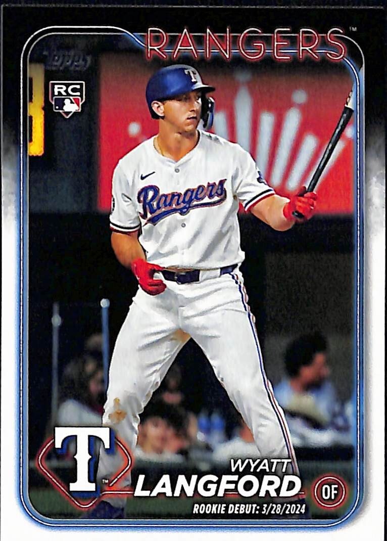 2024 Topps Update Series Wyatt Langford Rookie Debut RC #US341 Texas Rangers