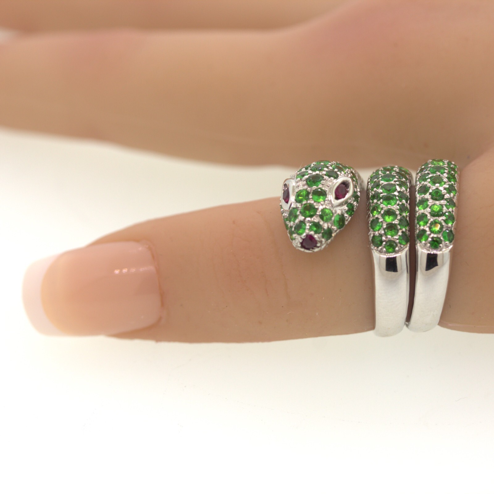 Tsavorite Ruby Snake Gold Wrap Ring - image 5