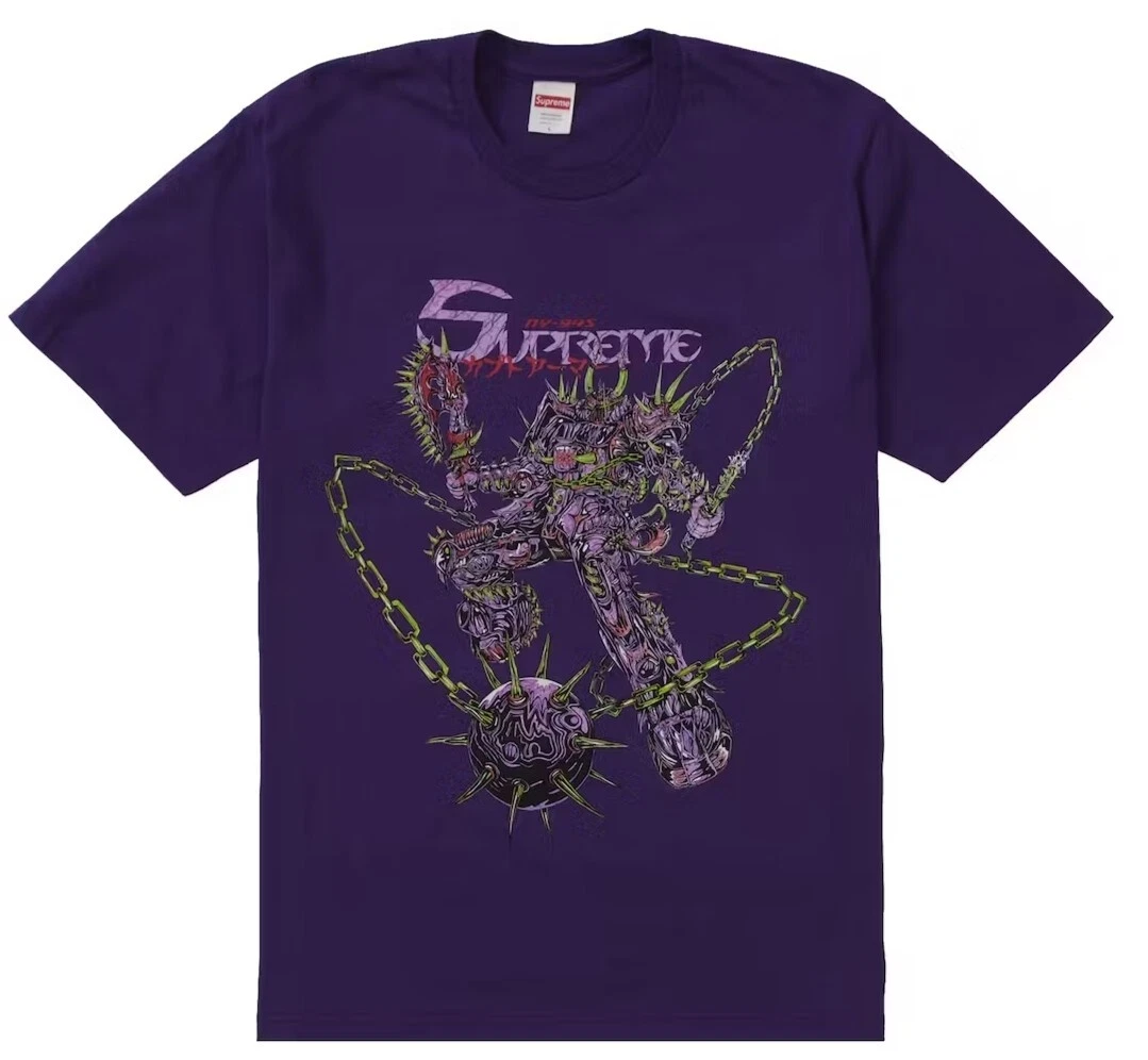 Tee shirt Supreme SPIKES FW21 violet vert col rond taille S, TEE SHIRT SUPER RARE. Neuf !!