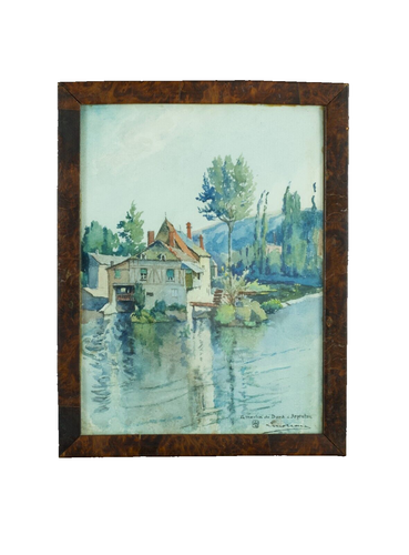 Dessin ancien vue de la Creuse Argenton moulin Pierre Louis Moreau aquarelle - Photo 9/9