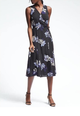 banana republic black floral dress