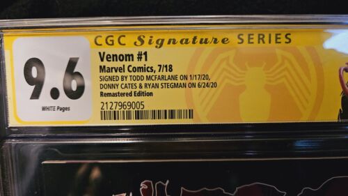 VENOM 1 2018 TODD McFARLANE 1:500 REMASTERED COLOR VARIANT NM CGC 9.6 SS Rare! - Picture 3 of 5