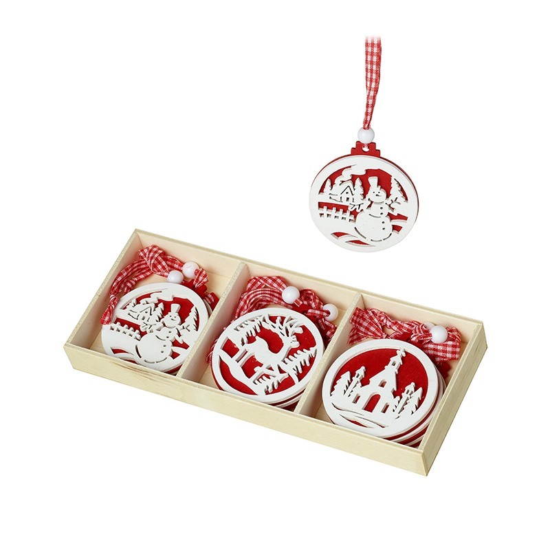 Heaven Sends Red And White Scandi Disc Christmas Decorations - Christmas Gift