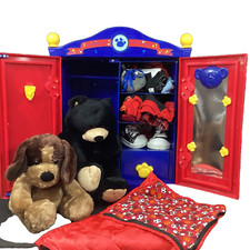 Build-A-Bear Wardrobe/Armoire/Closet Lot-Bear Dog  Outfits/Shoes  Sleeping Bag