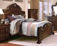 Valentine Antique Style Queen Bed In Dark Brown And Gold Finish on sale Valentine Antique Style Queen Bed In Dark Brown And Gold Finish on sale