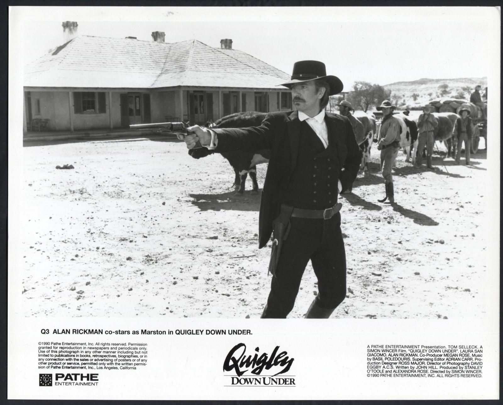 Quigley Down Under ’90 ALAN RICKMAN AIMING HIS GUN WESTERN eBay