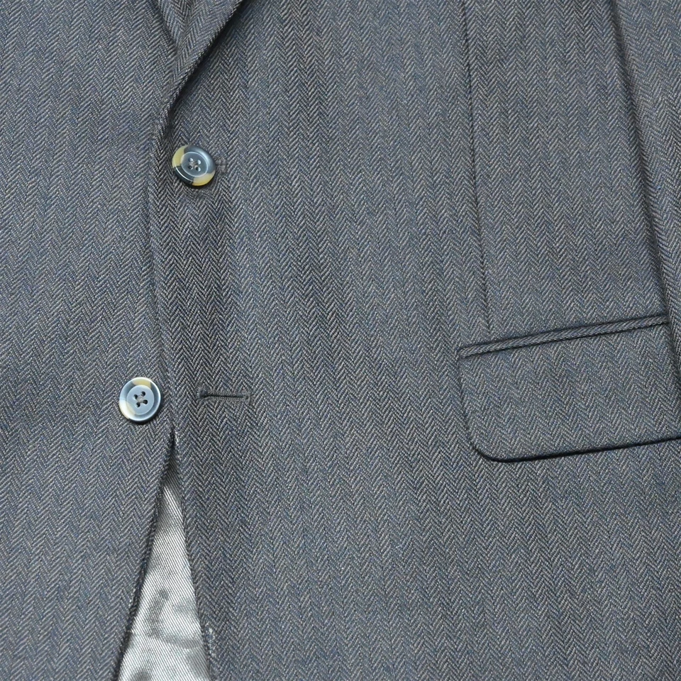 Andrew Fezza 44S Brown Herringbone Cary 100% Wool Mens Blazer Suit Jacket Coat - Image 3 of 4