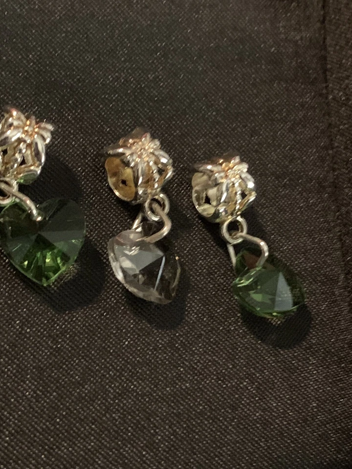 Brighton Crystal Heart Green/clear Dangle Bracelet Charm (4) Discontinued - Image 3 of 4