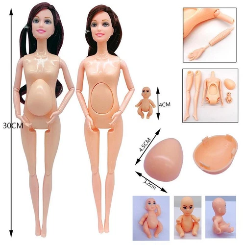Handmade Pregnant Mom Doll - 11.5" with Baby Inside, Barbie Size, Color Options - Bild 2 von 15