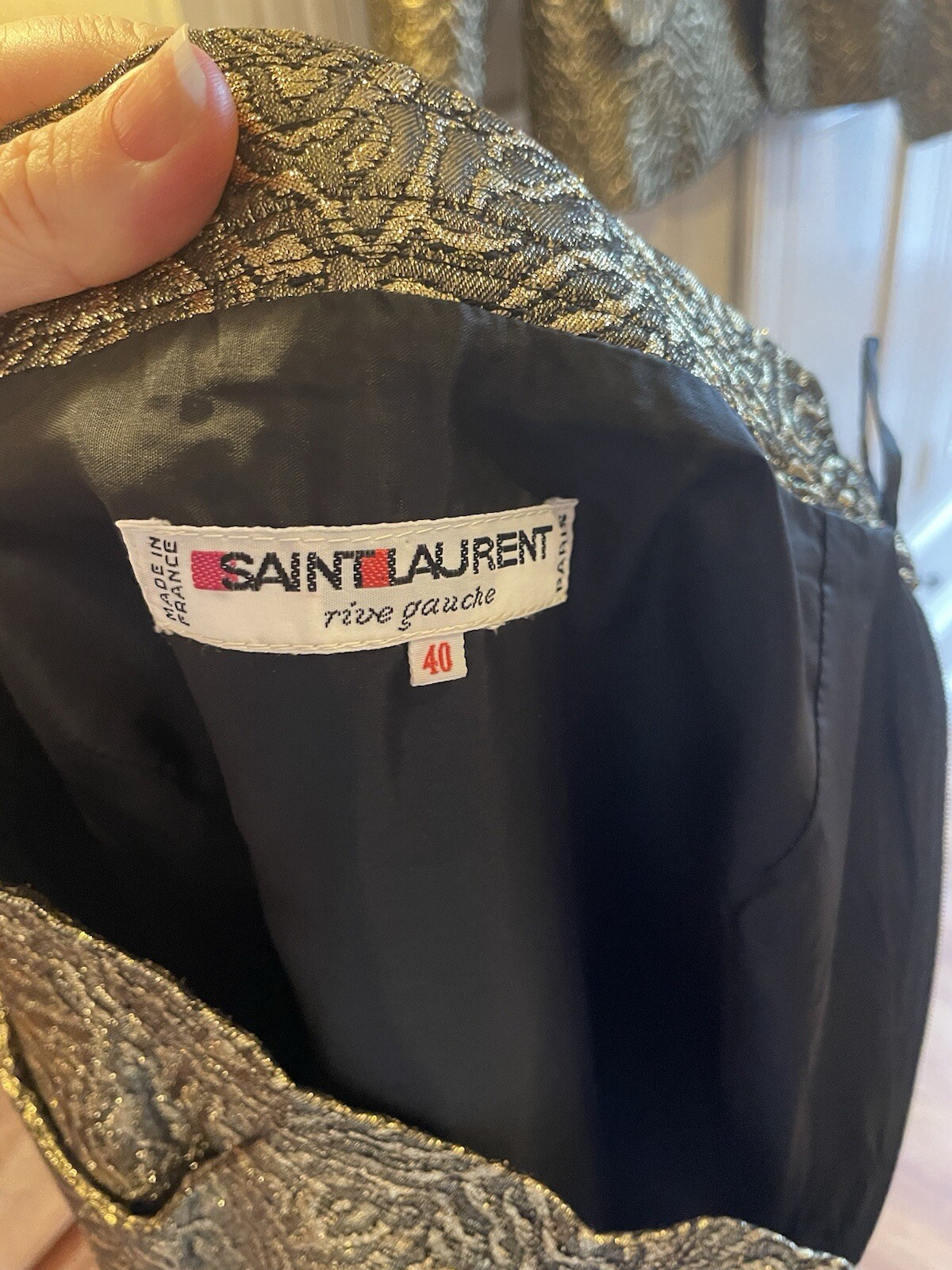 Tuta Saint Laurent donna vintage oro 2 pezzi