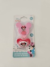 Disney Baby Minnie Mouse Pacifier  Clip Silicone Pink Hearts Size 0 New