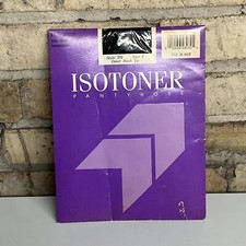 Vintage Isotoner Pantyhose Control Top Silky Sheer Sandalfoot Size 3 Black Tie