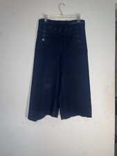 Vintage US Navy Crackerjack Pants Button Wide Leg Uniform Small Blue Wool Cut