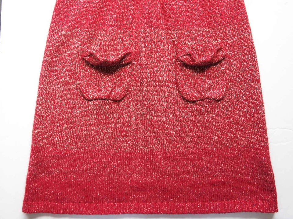 VESTIDO SUÉTER LOCO 8 Tejido Niñas PEQUEÑO 5-6 ROJO Brillante Metálico Vacaciones Elegante Foto 3 de 4