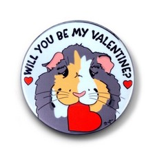 Calico Guinea Pig Valentines Day Magnet Handmade Holiday Gift Decor 3.5"
