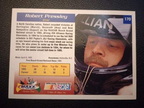 1994 Maxx Robert Pressley AUTOGRAPH - Picture 2 of 2