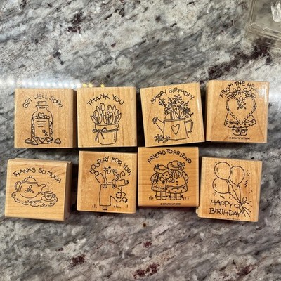 Stampin' Up! Nice & Easy Notes Rubber Stamp Set of 8 Retired 1996