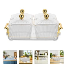  Four-compartment Nut Snack Plate Divided Serving Tray with Lid Chips and Dips