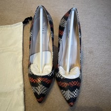 L K Bennett Fern Snake Print Court Shoes black, white and orange 36.5 3.5 RARE