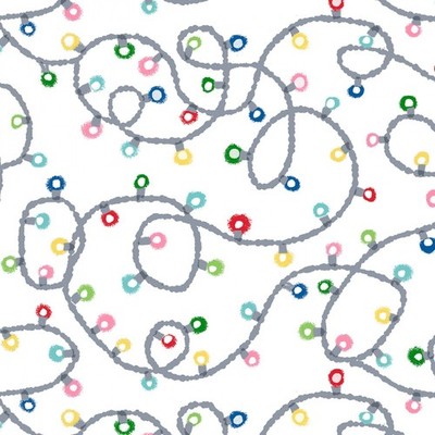 Feline Drive Fabric MAKE MERRY Christmas Lights White Fat Quarter (18''x22'') FQ