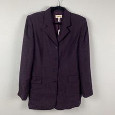Talbots Blazer Womens 12 Purple Herringbone Wool Blend Lined Career Jacket