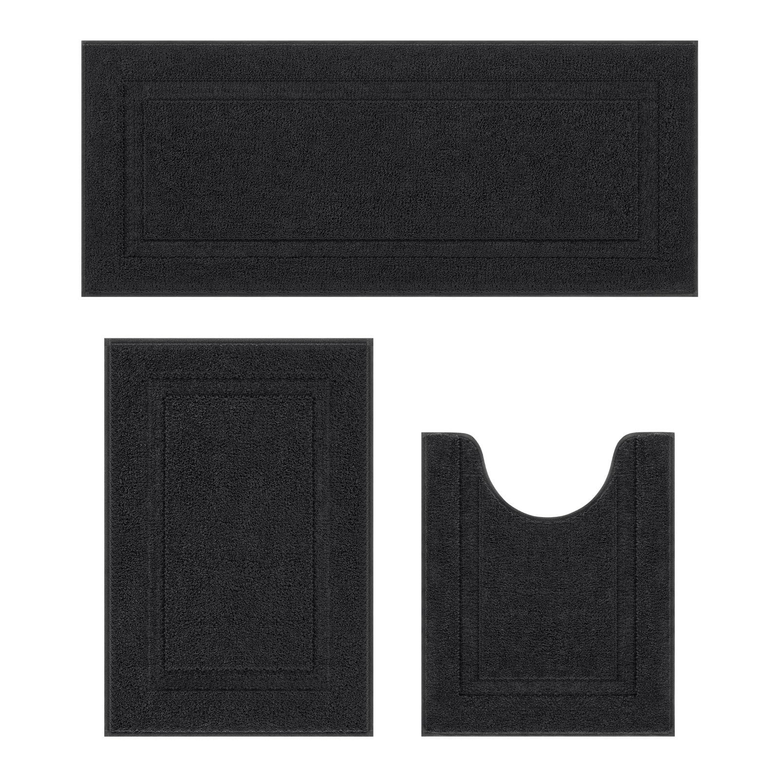 Soft Fluffy Bathroom Rug Set of 3 Non-Slip U-Shaped Toilet Mats