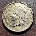 1860 Indian Head Cent AU Details cleaned Rounded Bust Civil War Era Type Coin