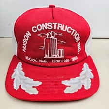 Vintage USA MADE Hixson Construction Puffy Scrambled Trucker Hat Snapback Cap
