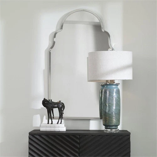 Uttermost Brayden Stainless Steel and MDF Wood Arch Mirror in Polished Nickel - Picture 3 of 7