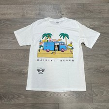 Vintage 80s Stedman Waikiki Beach Surf T-Shirt Made in USA Fits Like Small