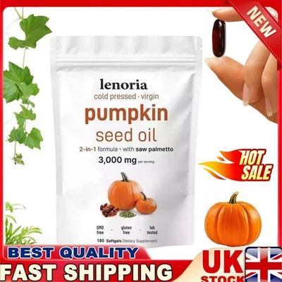 Pumpkin Seed Oil with Saw Palmetto 180 Softgels | 3000 mg Herbal Supplement-UK🔥
