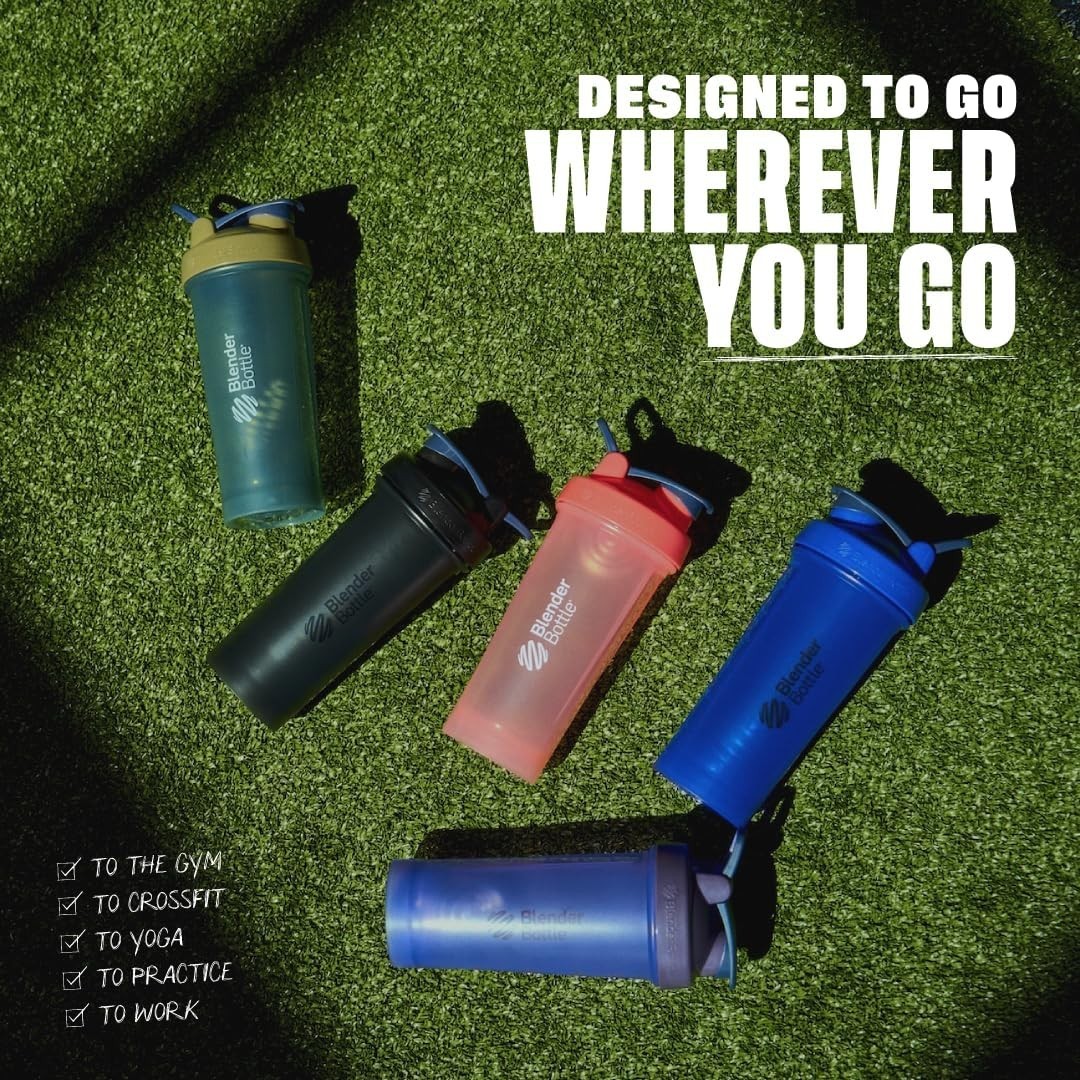 BlenderBottle Classic V2 Shaker 28oz – Protein & Pre-Workout Mixer, Black Shadow