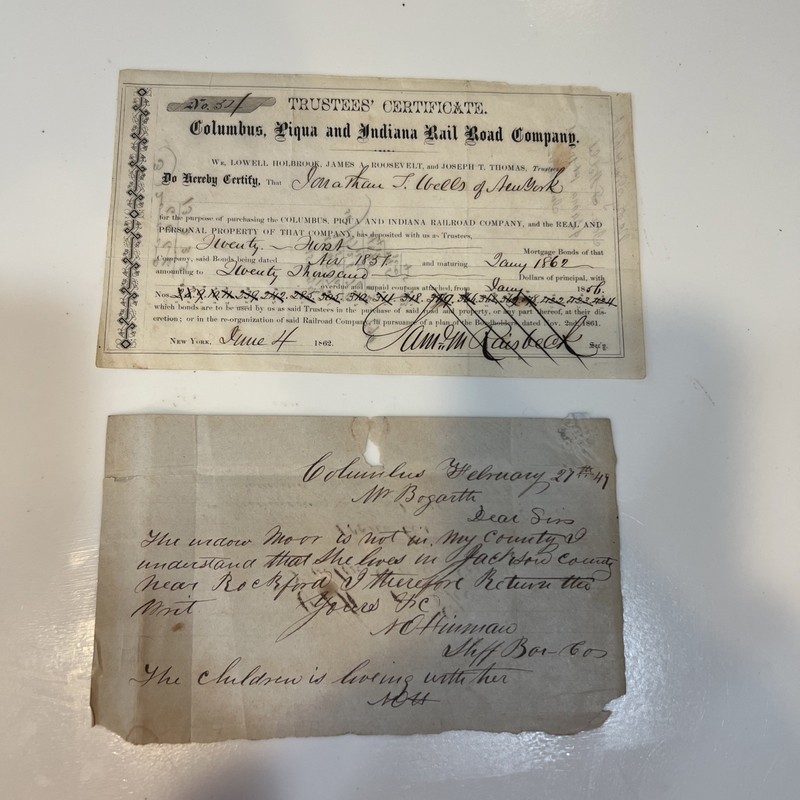 columbus indiana collectibles Trustees Certificate & Court Notice