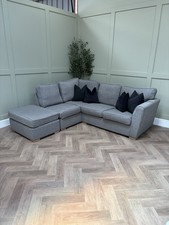 Full Back Corner Sofa and Footstool – Grey – Delivery Available