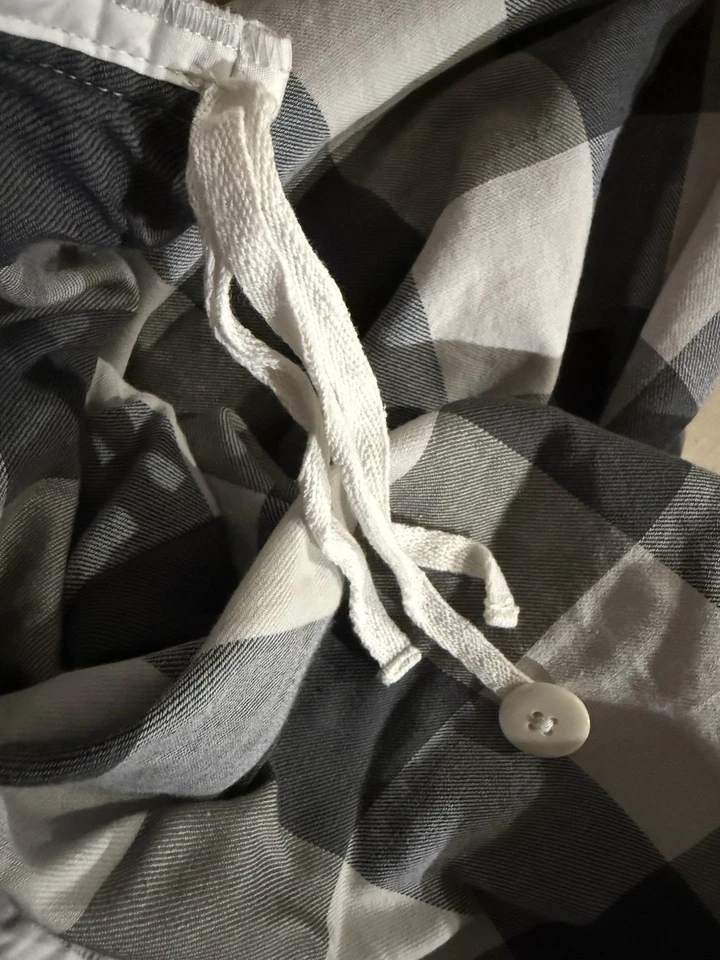 Restoration Hardware diestro bebé y niño doble edredón a cuadros/guinga azul marino, gris, blanco Foto 4 de 4