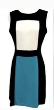 Calvin Klein Women’s Dress Black Teal Tan Sleeveless Size 4