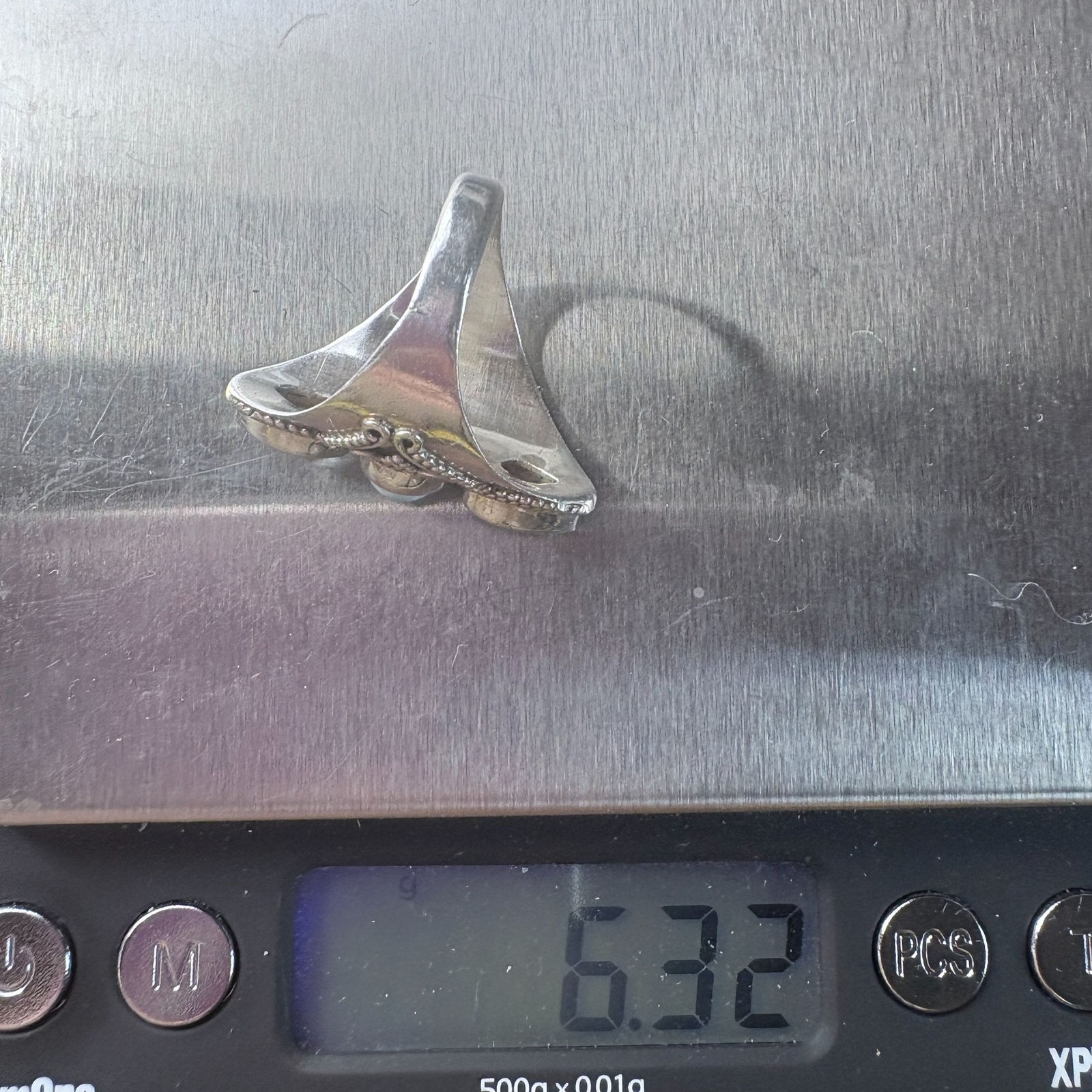 Larimar & Topaz Scroll Design Statement Ring VTG … - image 7